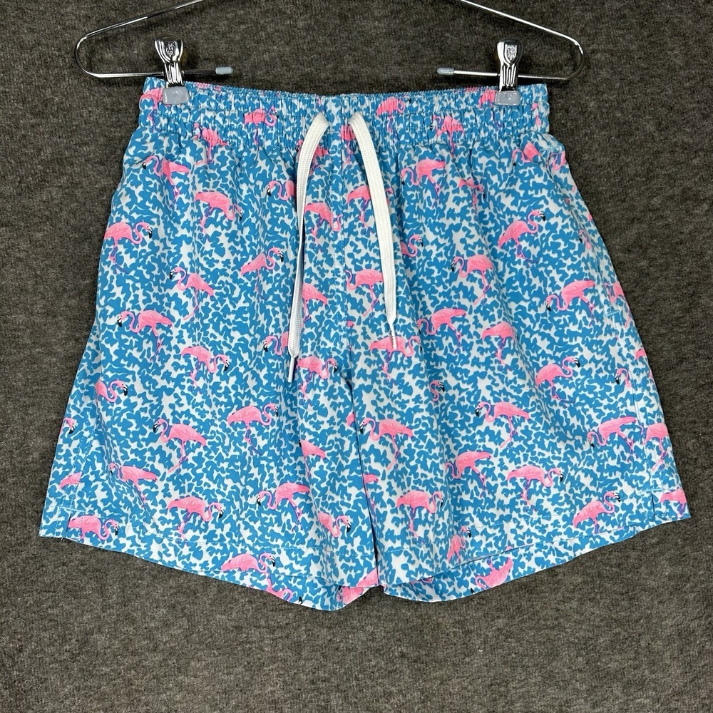 Chubbies Swim Trunks Mens S Blue Domingos Are For Flamingos Lined 5.5" inseam